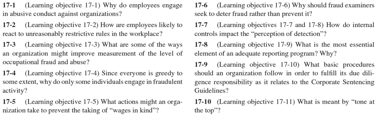 17-1 (Learning objective 17-1) Why do employees engage in abusive conduct
