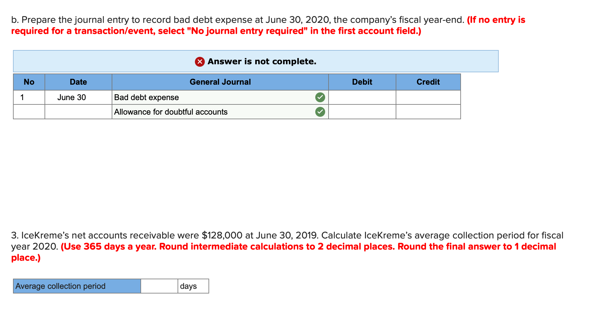 cream parlours. The following events occurred between April 1 and June 30