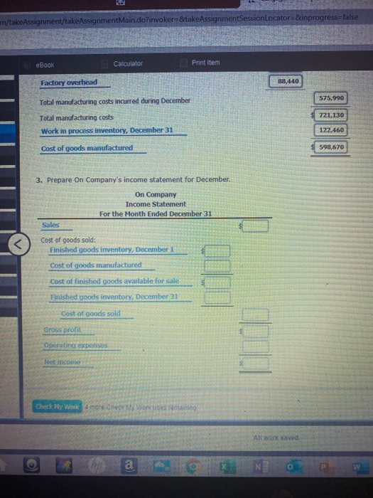 two different companies for the month of December: On Off Company Company