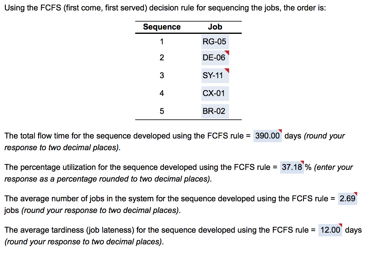 the jobs, the order is: Sequence Job RG-05 DE-06 SY-11) CX-01 BR-02
