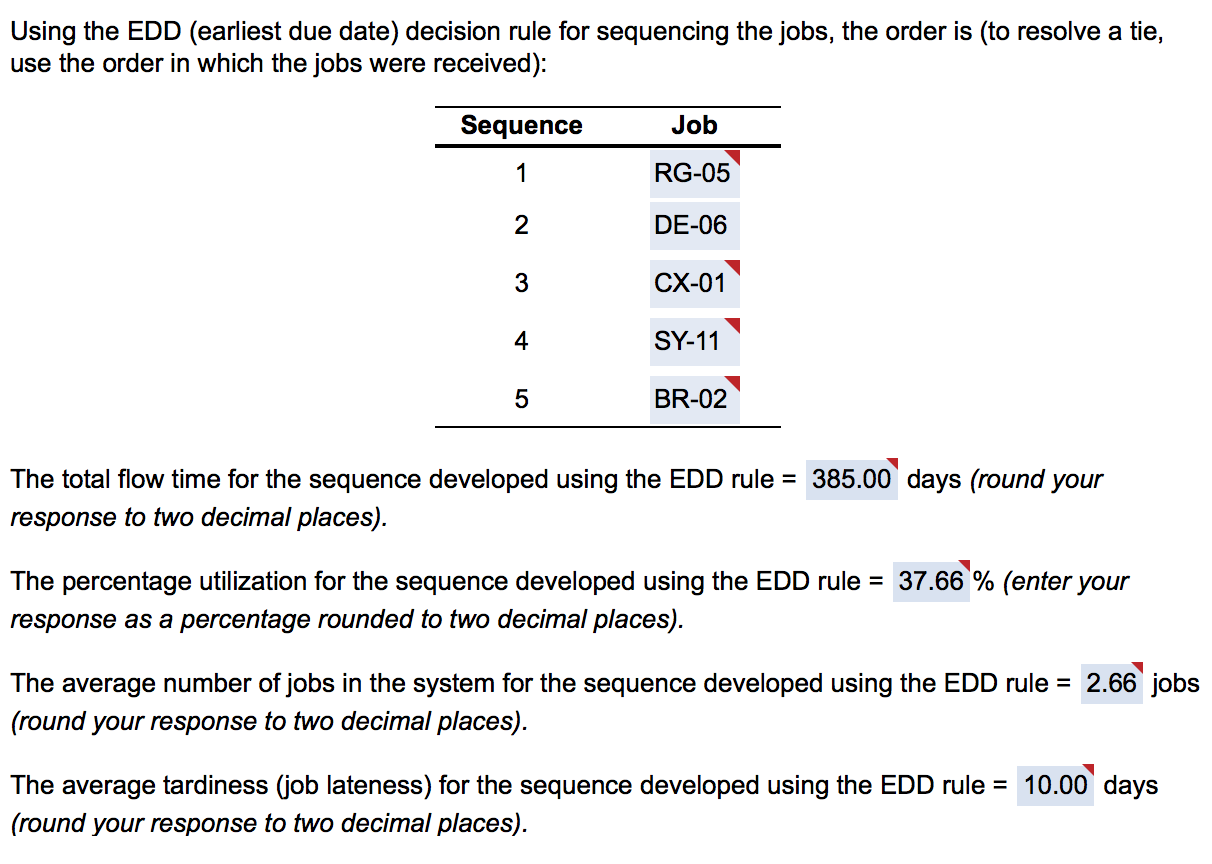 The total flow time for the sequence developed using the FCFS rule