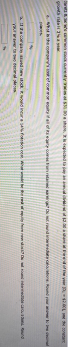 constant annual dividend of $7.00 a share. What is the company's cost