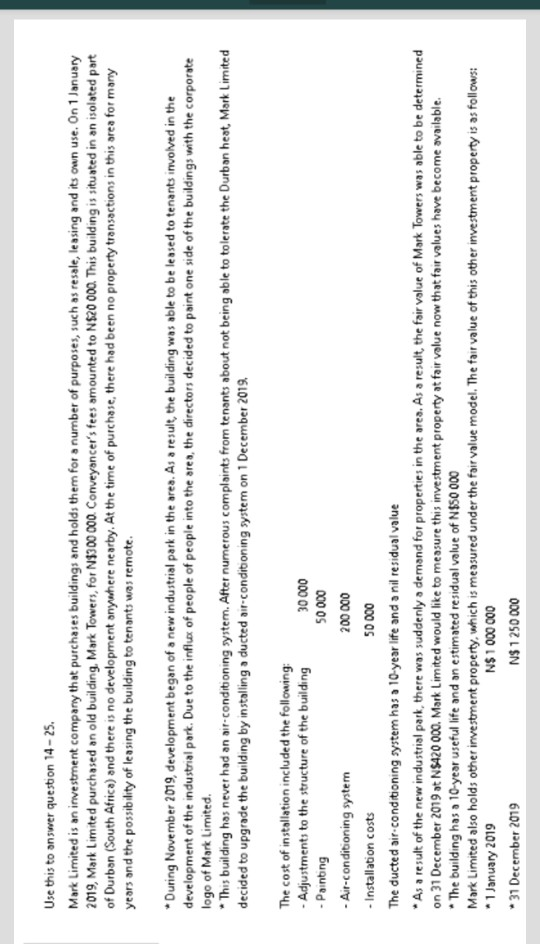 Use this to answer question 14 - 25. Mark Limited is