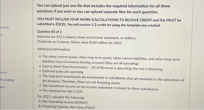  You can upload just one file that includes the required information