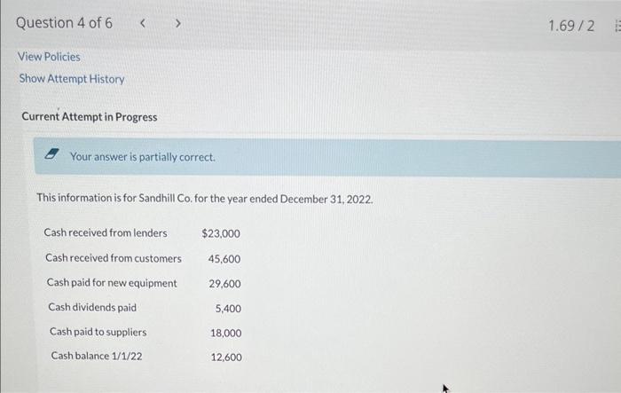  Current Attempt in Progress Your answer is partially correct. This information