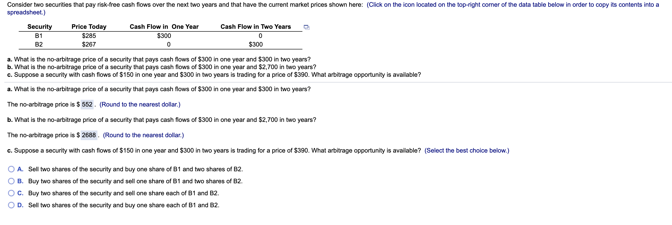 What is the answer to question C? Could you show your