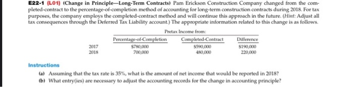 entry to record the change at the beginning of 2018 (see page