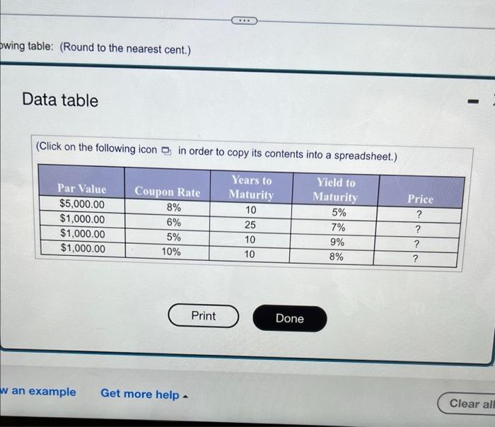 please show how to get the answer using a calculator owing table: