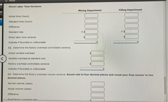 Time Van Mixing Department Filling Department Standard me hours vetence Indivable 13.