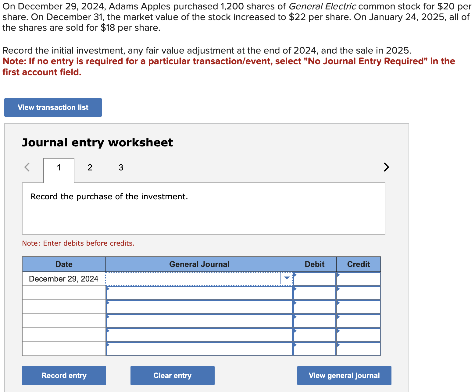  On December 29,2024, Adams Apples purchased 1,200 shares of General Electric