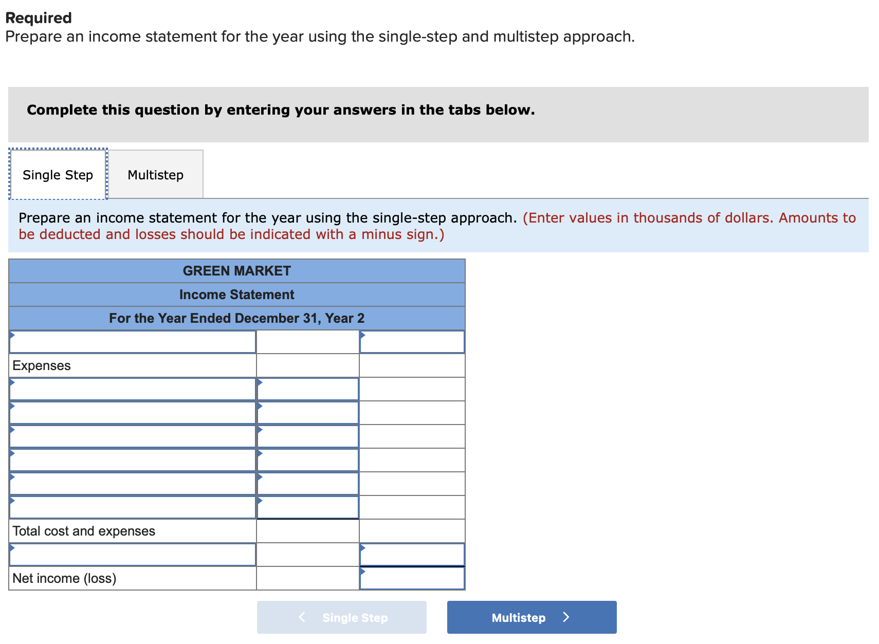 and multistep approach. Complete this question by entering your answers in the