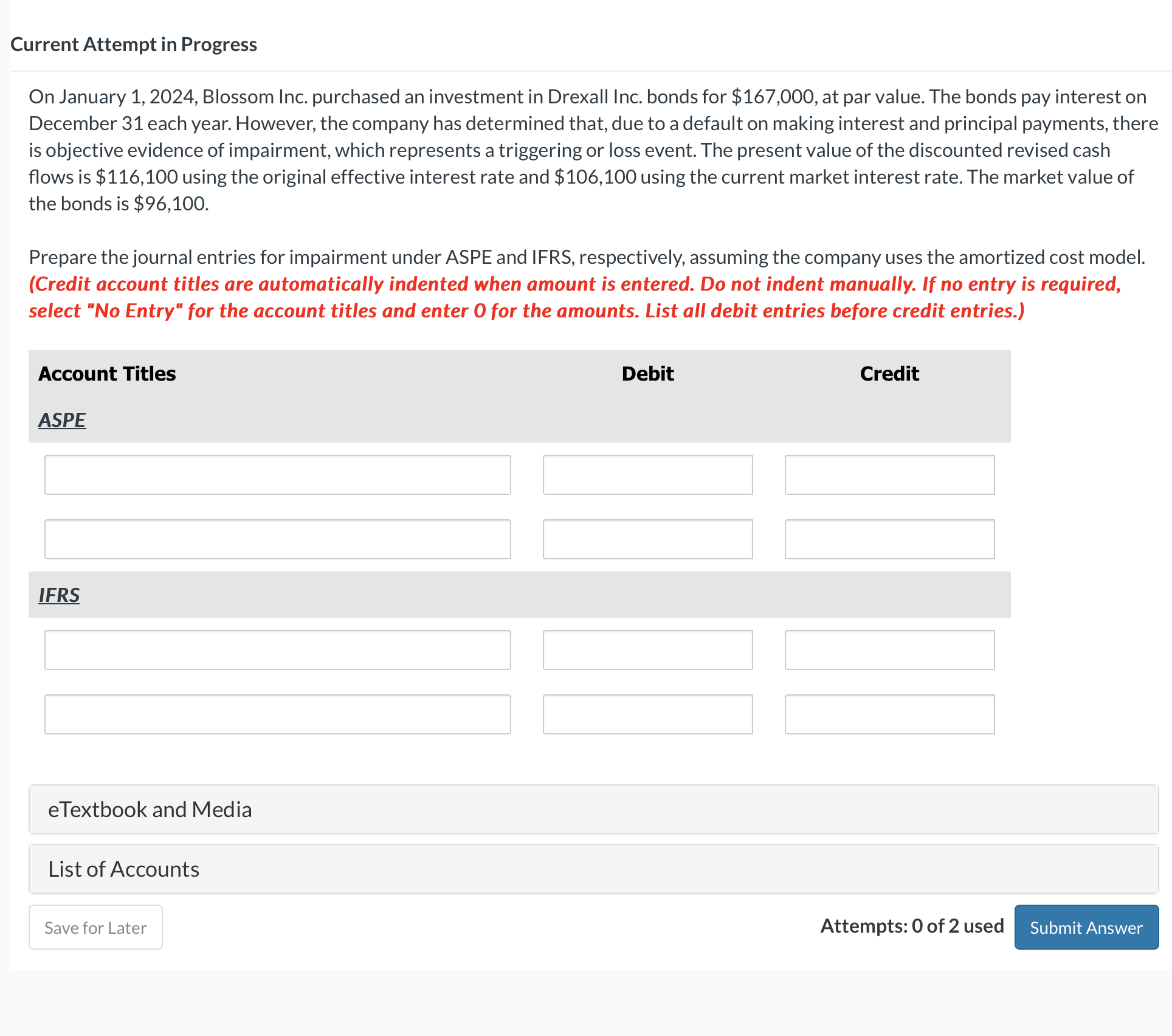  Current Attempt in Progress On January 1,2024, Blossom Inc. purchased an
