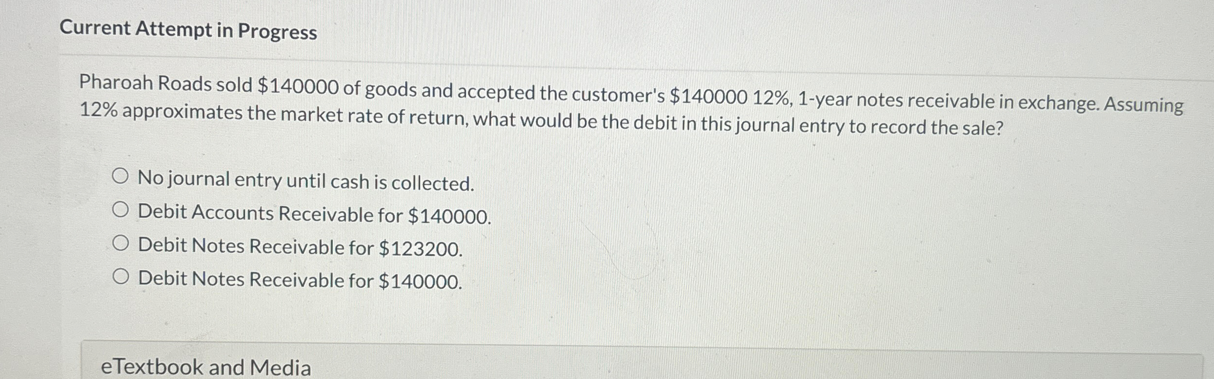  Current Attempt in Progress Pharoah Roads sold $140000 of goods and