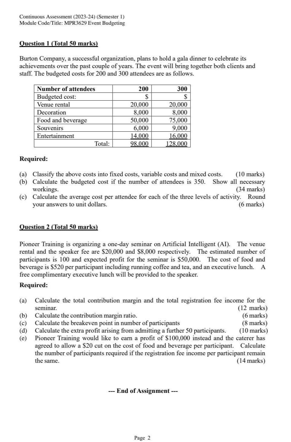 Answer Question 1 a,1b,1c and answer question2 a,b,c,d and e 