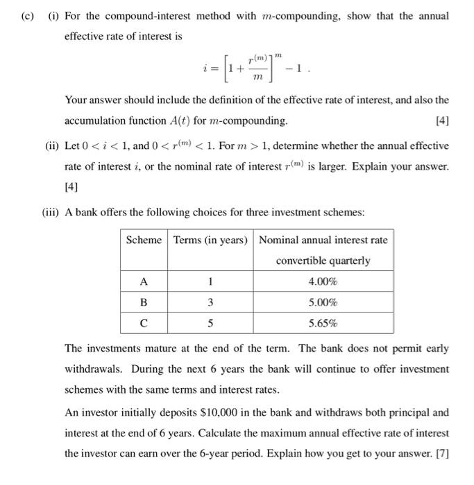  (c) (i) For the compound-interest method with m-compounding, show that the