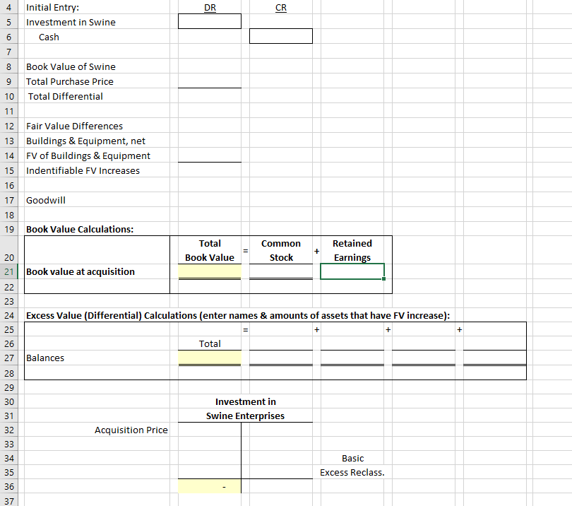 of Differential in Worksheet LO 4-50 Pork Corporation acquired all the voting