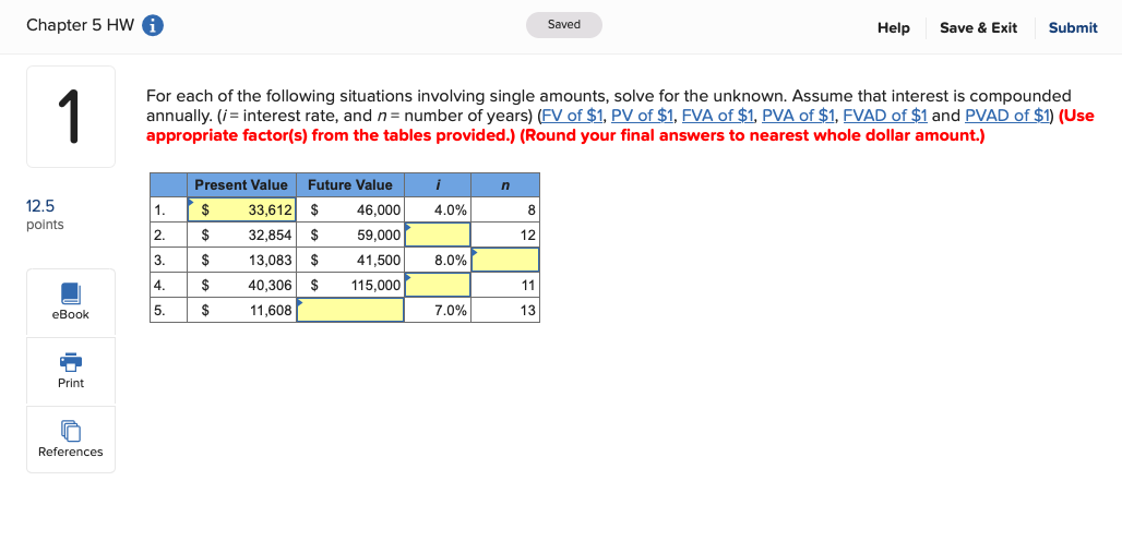  Chapter 5 HW Saved Help Save & Exit Submit 1 For