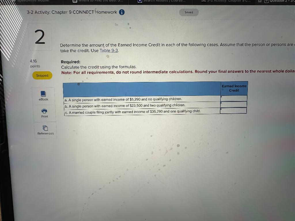 Homework (i) Determine the amount of the child tax credit in each