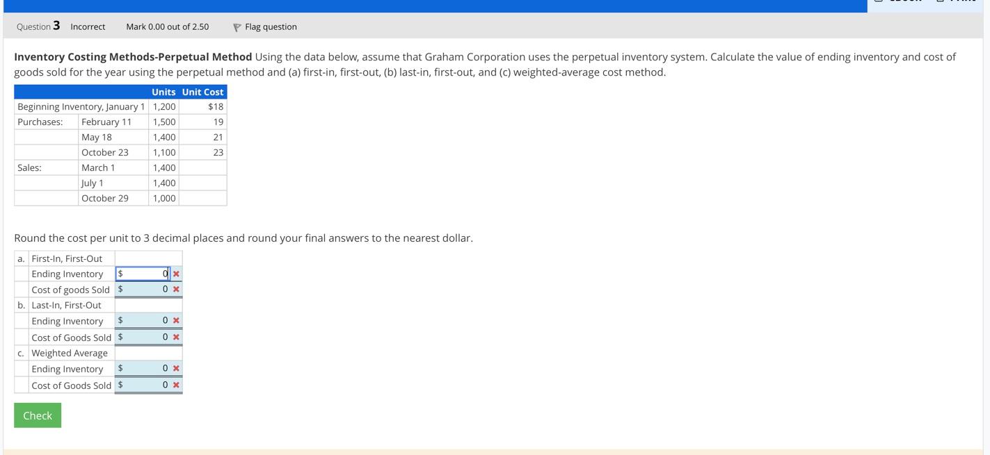 Inventory Costing Methods-Perpetual Method Using the data below, assume that Graham