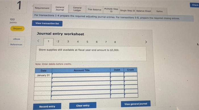  1 Check General Requirement General Journal Multiple Step Ledger Trial Balance