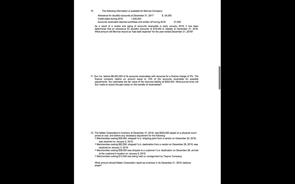 please solve problem number 10 type answer, show all work and answer