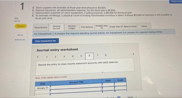 at fiscal year-end amount to $3,000. Note: Enter debits before credits Date
