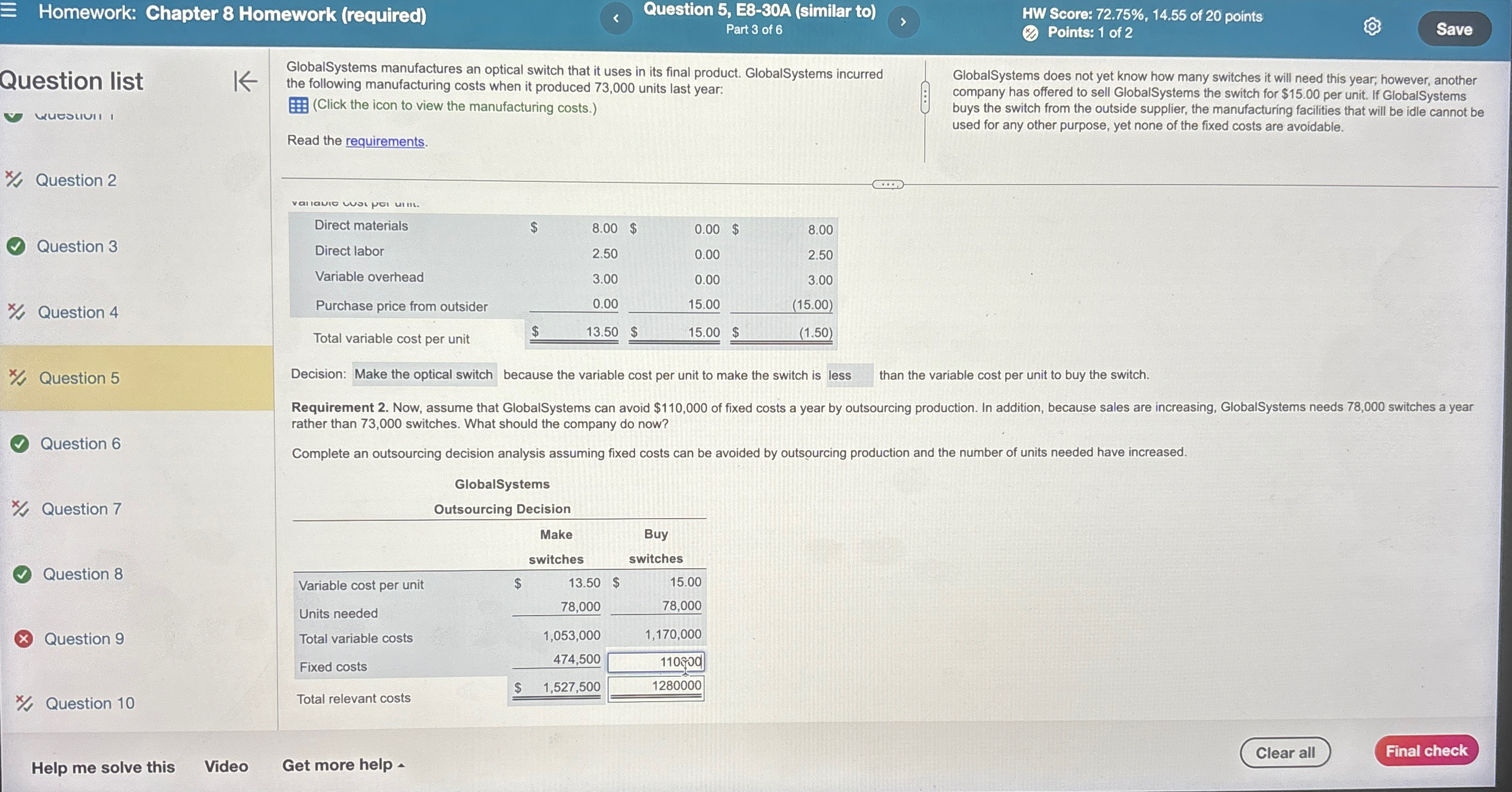  Homework: Chapter 8 Homework (required)\ Question 5, E8-30A (similar to)\ HW
