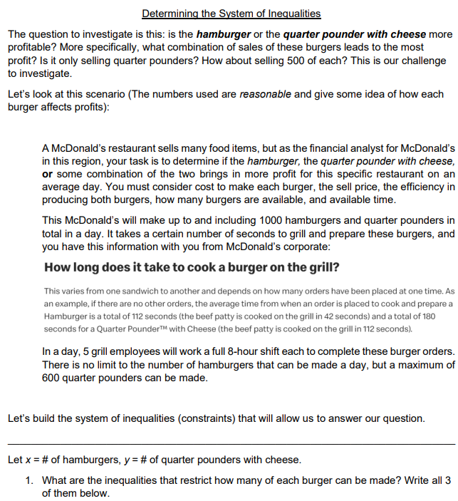 pounder with cheese makes McDonald's more money? Name: Date: Quarter Pounder cheese