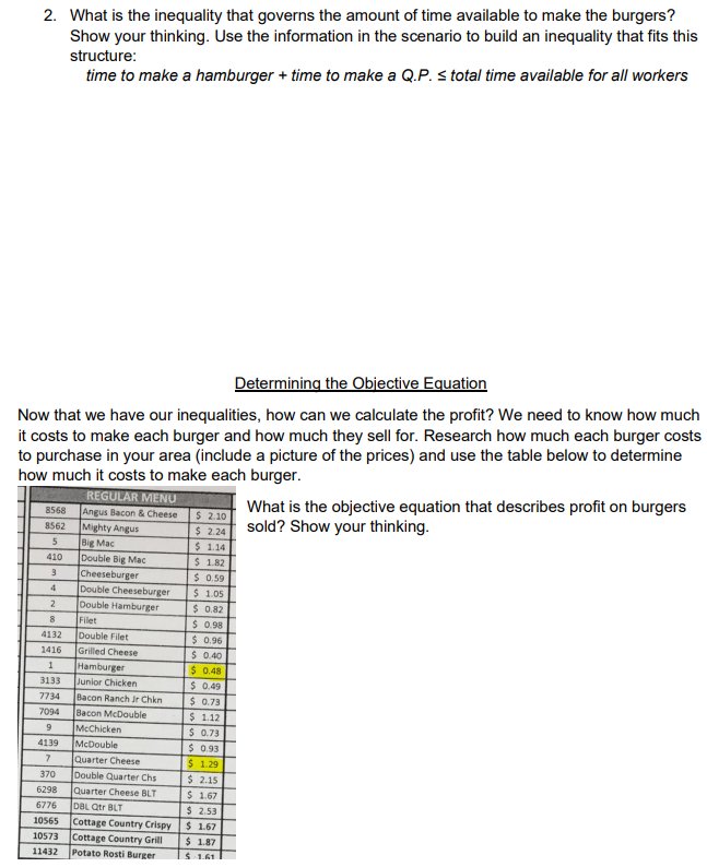 that M General Instructions McDonald's first came out with their basic hamburger