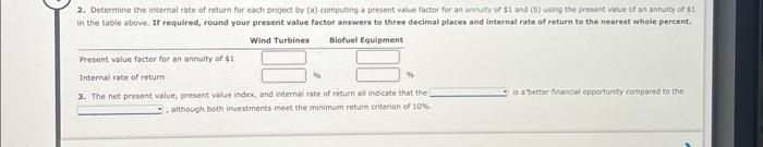 projects. The estimated net cash flows from each project are as follows: