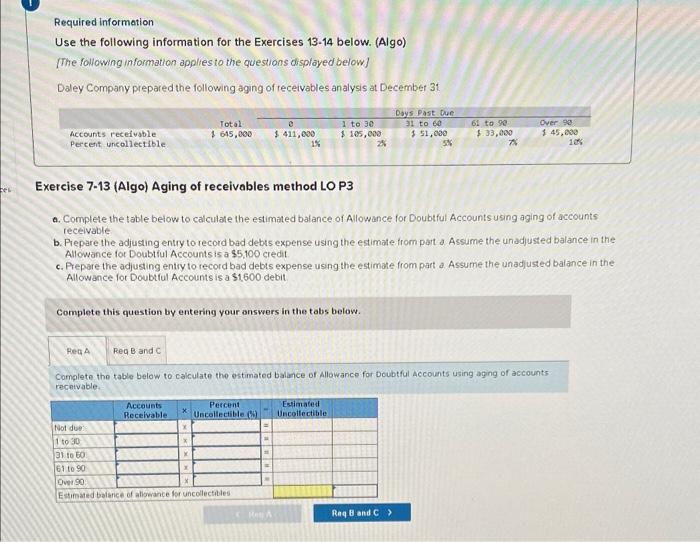 please help answer and explain. all on question Required information Use the