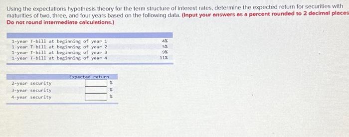  Using the expectations hypothesis theory for the term structure of interest