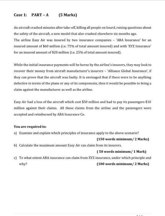  Case 1: PART - A (5 Marks) An aircraft crashed minutes