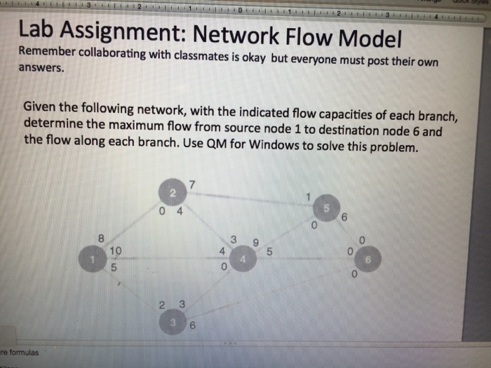  Lab Assignment: Network Flow Model Remember collaborating with classmates is okay