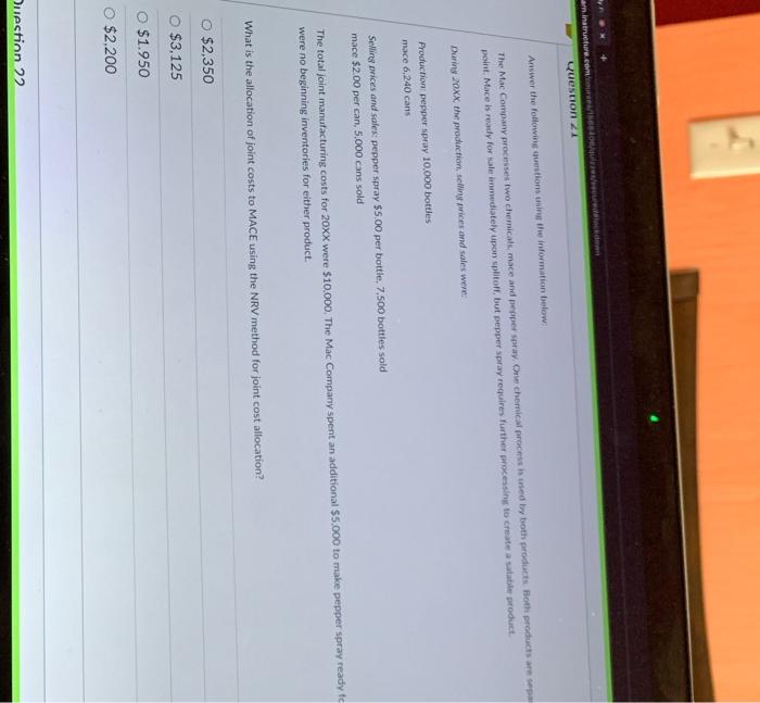  am Instructure.com Question 21 Answer the following questions using the information