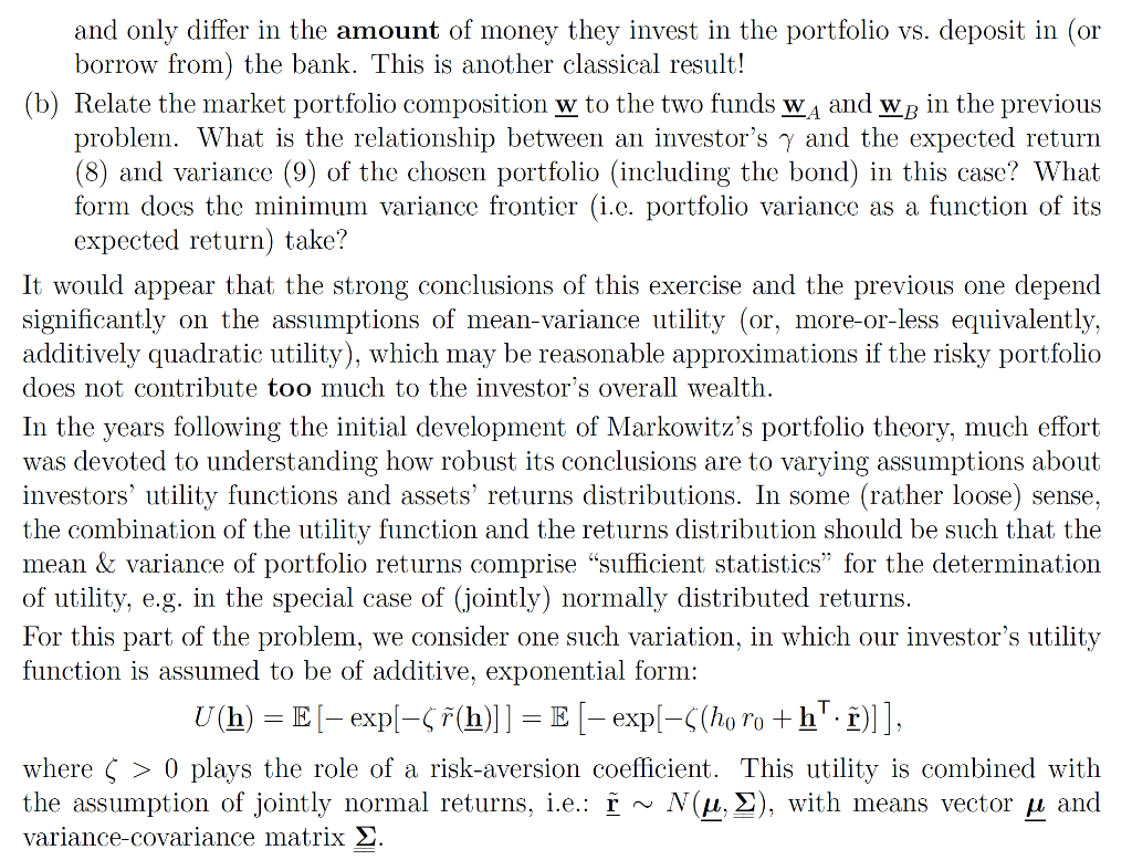 with expected returns vector u and positive definite variance-covariance matrix ?, there