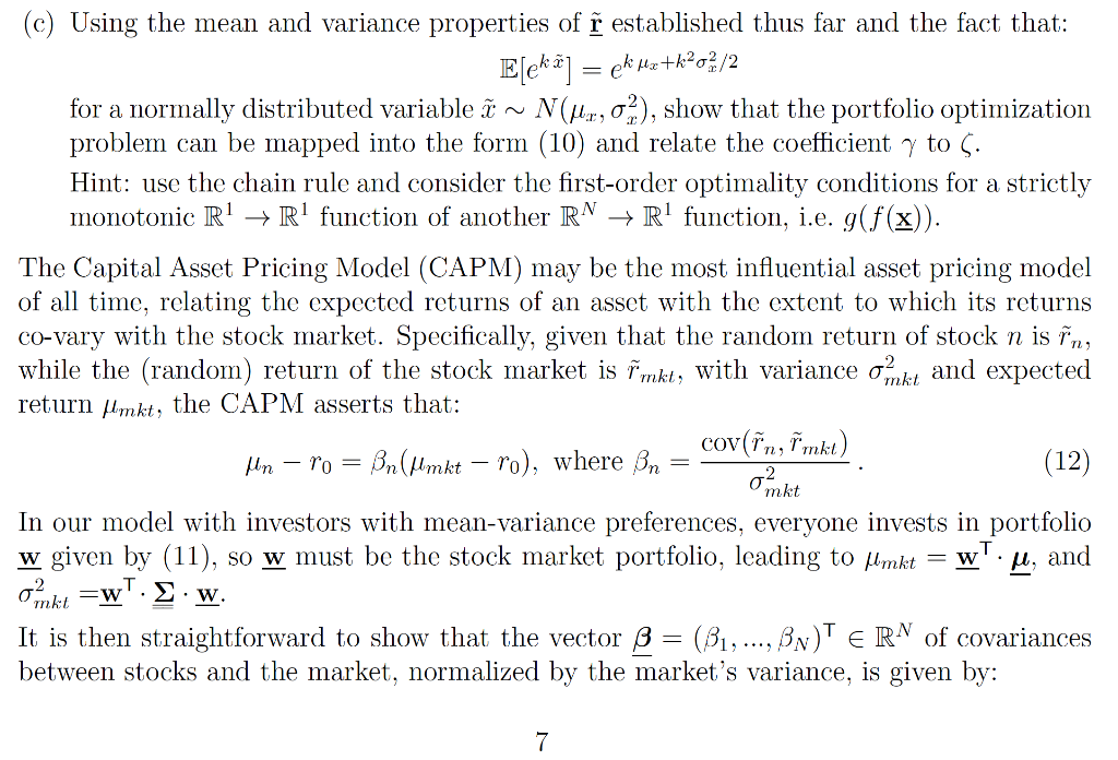 is a risk-free asset with deterministic return ro > 0. We can