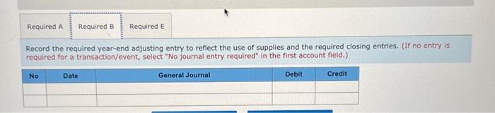 for a transaction/event, select "No journal entry required" in the first account