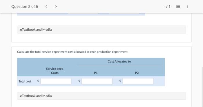 P2. The following data relate to Marvin's allocation of service department costs: