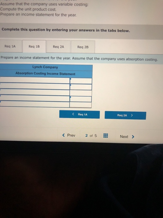 The following costs were incurred during the company's first year of operations