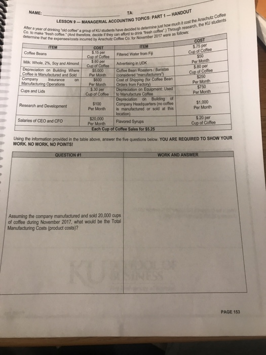 Please use the information provided to answer questions 1-5. And please