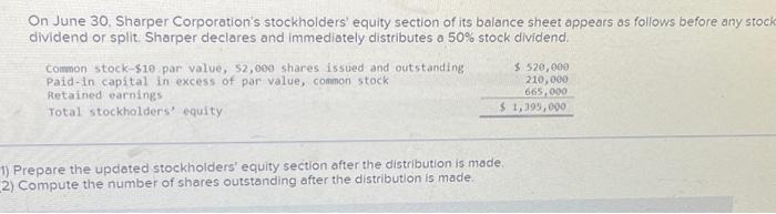 Prepare the updated stockholders' equity section after the distribution is made.