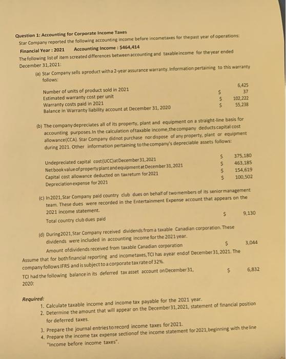Can anyone help me with the solution? Question 1: Accounting for Corporate