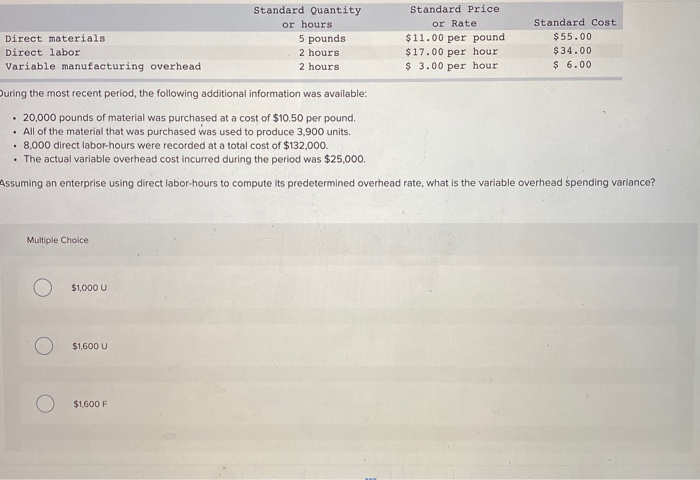 most recent period, the following additional information was available: 20,000 pounds of