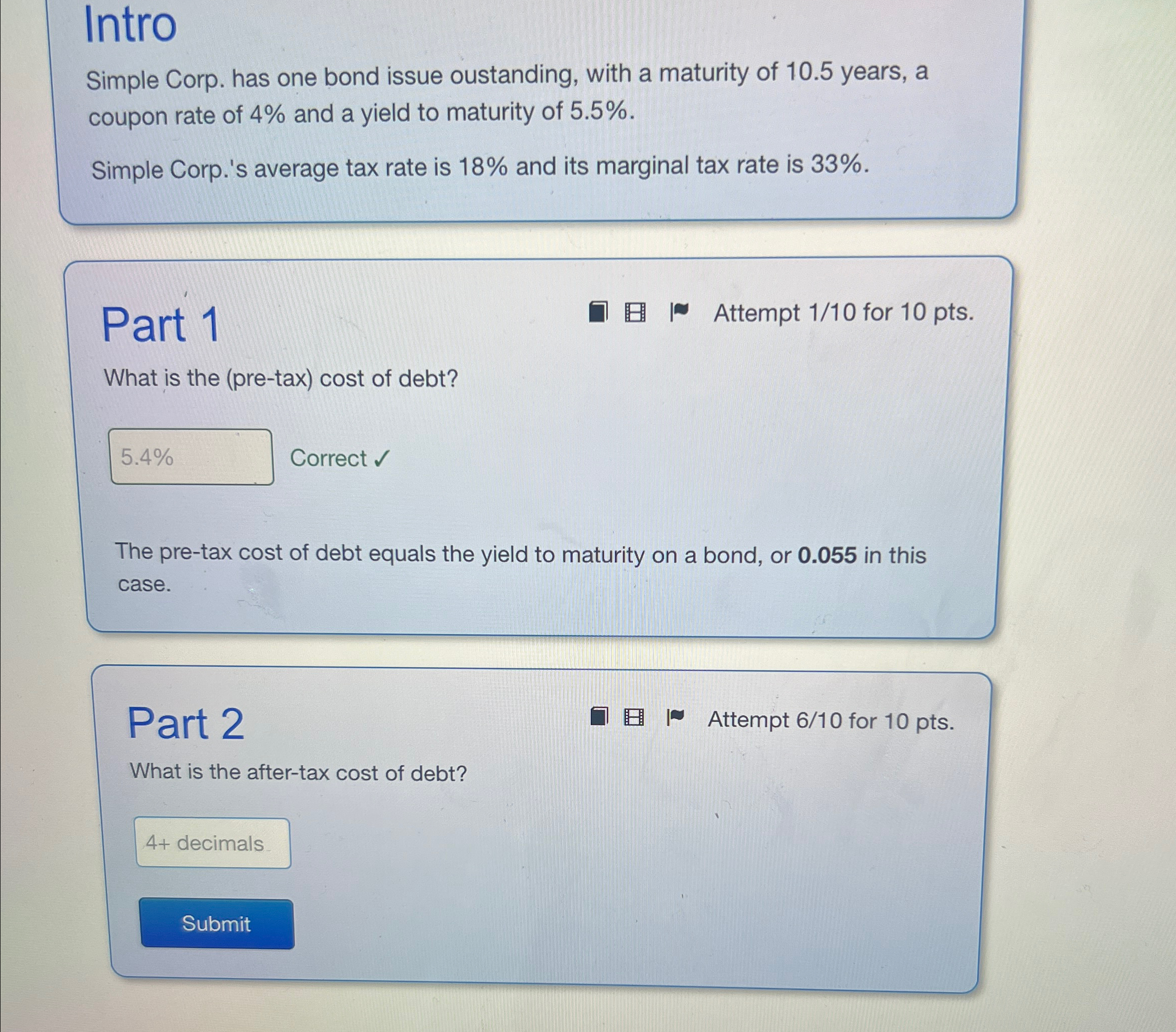  Intro Simple Corp. has one bond issue oustanding, with a maturity