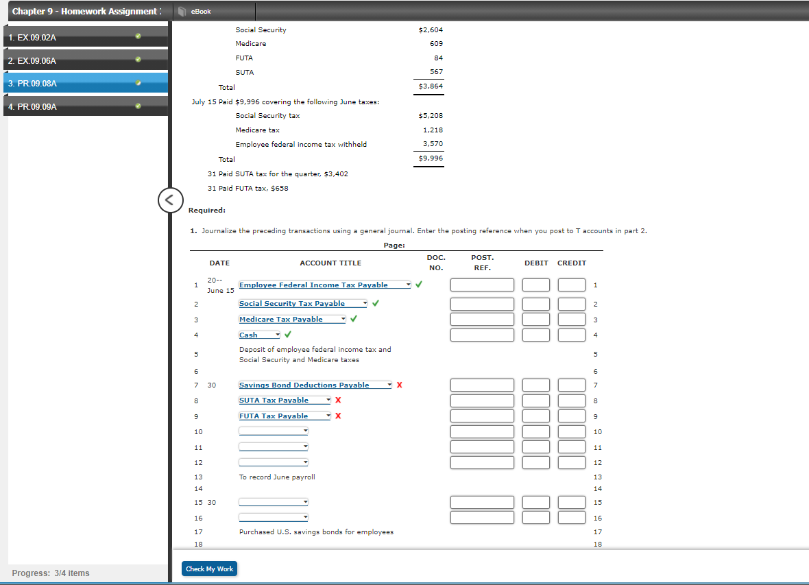 Payroll Entries Cascade Company has four employees. All are paid on a