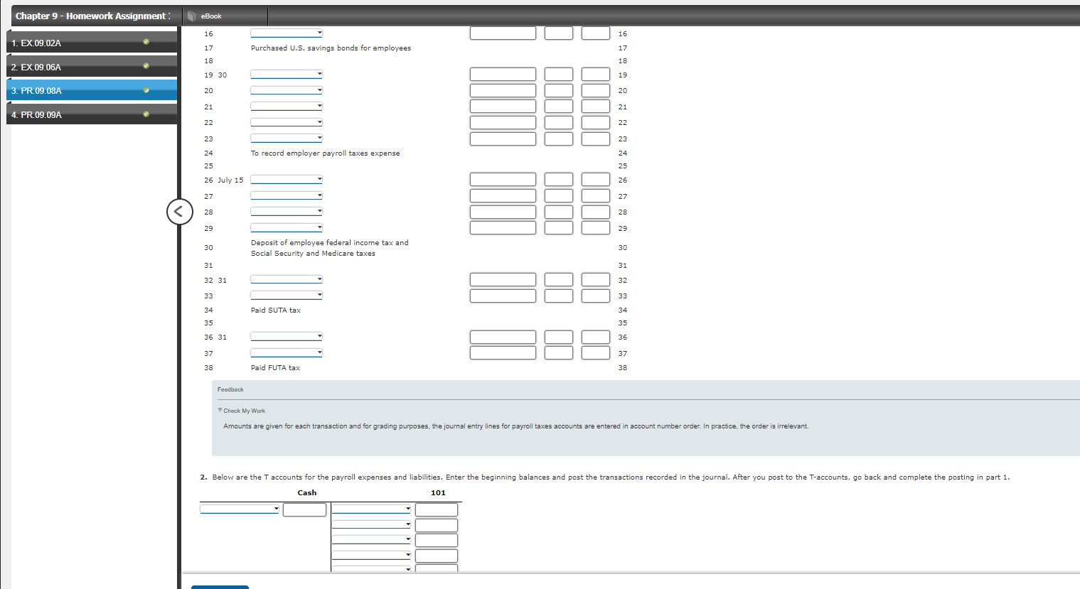 3. PR.09.08A Balance on 4. PR.09.09A Account Number Title June 1 101