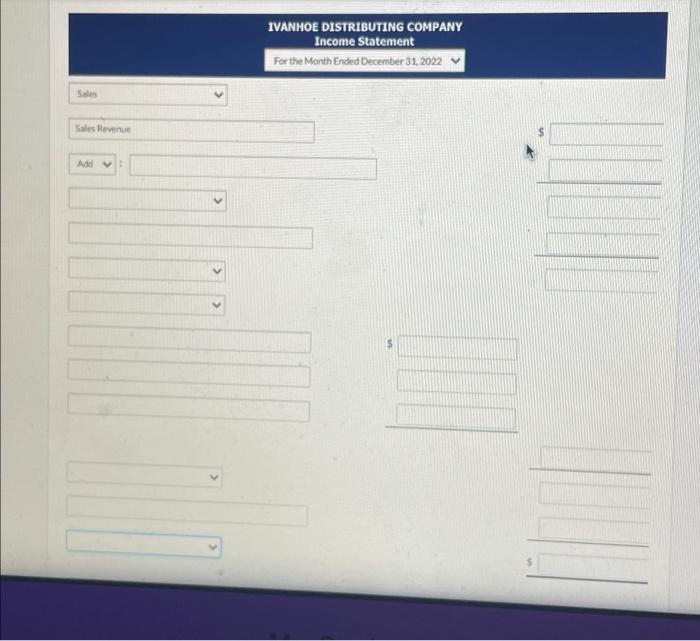 trial balance. IVANHOE DISTRIBUTING COMPANY Adjusted Trial Balance December 31, 2022 Debit