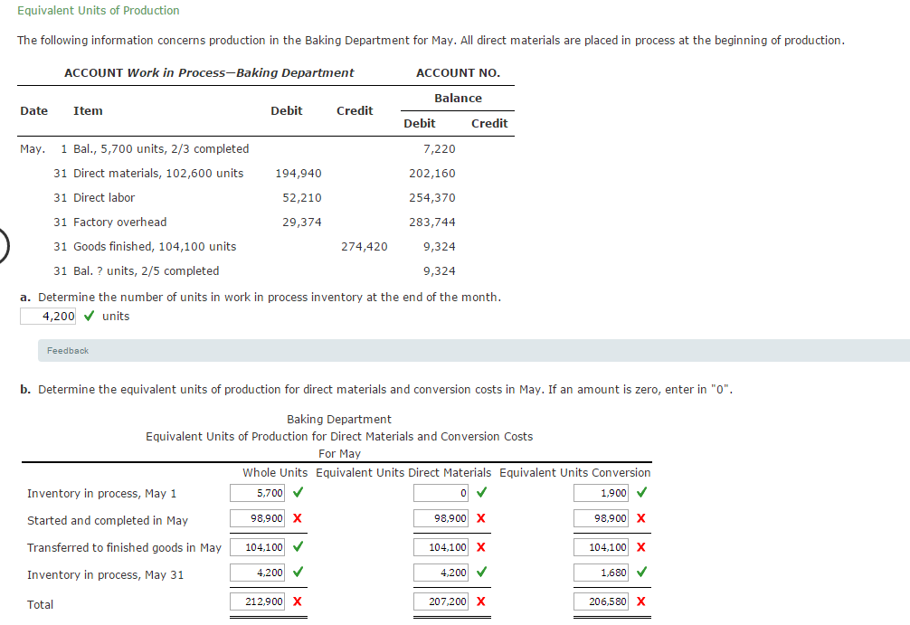 Please show how you did these problems Thank you Equivalent Units of