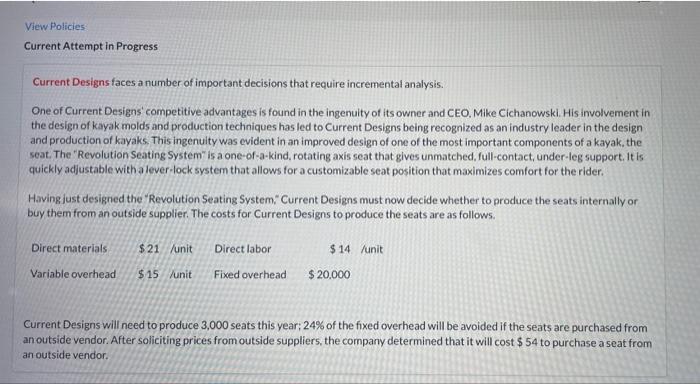  View Policies Current Attempt in Progress Current Designs faces a number